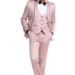 Apex Collection: Men's 3-Piece Suit With Shawl Collar In Rose/Black - Slim Fit