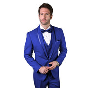 Eliot Collection: 3PC Royal Tuxedo with Flat Front Pants and Matching Bow Tie
