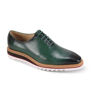 Spica Collection: Forest Green Plain Toe Lace-Up Leather Shoes