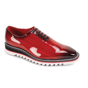 Spica Collection: Red Patent Plain Toe Lace-Up Leather Shoes