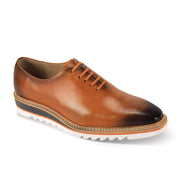 Spica Collection: Tan Plain Toe Lace-Up Leather Shoes