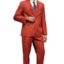 PoshPerry Collection: Men's 3 Piece Solid Textured Hybrid Fit Suit In Rust