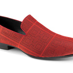Geometrical Collection: Montique Red Slip-On Shoes in Geometric Pattern S-2416