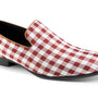 Multihued Collection: Montique Burgundy Checkered Loafer Fashion Shoes S-2421
