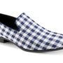 Multihued Collection: Montique Navy Checkered Loafer Fashion Shoes S-2421