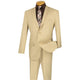 Men's Beige 2-Piece Solid Color Single Breasted Slim Fit Suit