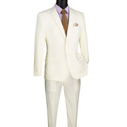 Men's Ivory 2-Piece Solid Color Single Breasted Slim Fit Suit