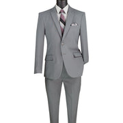 Men's Medium Grey 2-Piece Solid Color Single Breasted Slim Fit Suit