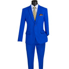 Men's royal 2-piece slim fit suit with single-breasted jacket and flat front pants