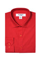 Men's Basic Slim Fit Dress Shirt in Red - Full Button Up with Standard Collar