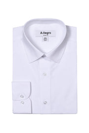 Men's Basic Slim Fit Dress Shirt in White - Full Button Up with Standard Collar