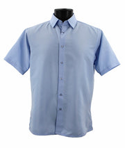 MicroDot Collection Blue Tone-on-Tone Micro-Dot Men's Short Sleeve Shirt - Modern Fit