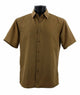 MicroDot Collection Olive Gold Tone-on-Tone Micro-Dot Men's Short Sleeve Shirt - Modern Fit