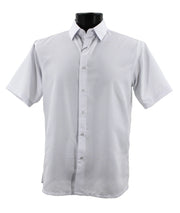MicroDot Collection Sea White Tone-on-Tone Micro-Dot Men's Short Sleeve Shirt - Modern Fit