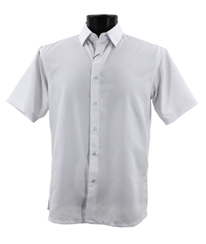 MicroDot Collection Sea White Tone-on-Tone Micro-Dot Men's Short Sleeve Shirt - Modern Fit