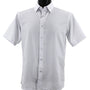 MicroDot Collection Sea White Tone-on-Tone Micro-Dot Men's Short Sleeve Shirt - Modern Fit