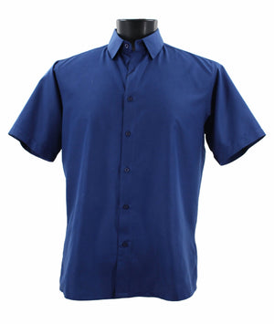 MicroDot Collection Midnight Blue Tone-on-Tone Micro-Dot Men's Short Sleeve Shirt - Modern Fit