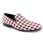 Montique Brick Red Checkered Loafer Fashion Shoes S2362