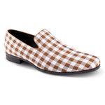 Montique Saddle Brown Checkered Loafer Fashion Shoes S2362
