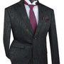PoshPunto Collection: Slim Fit Suit with Fancy Pattern and Luxurious Wool Feel in Black