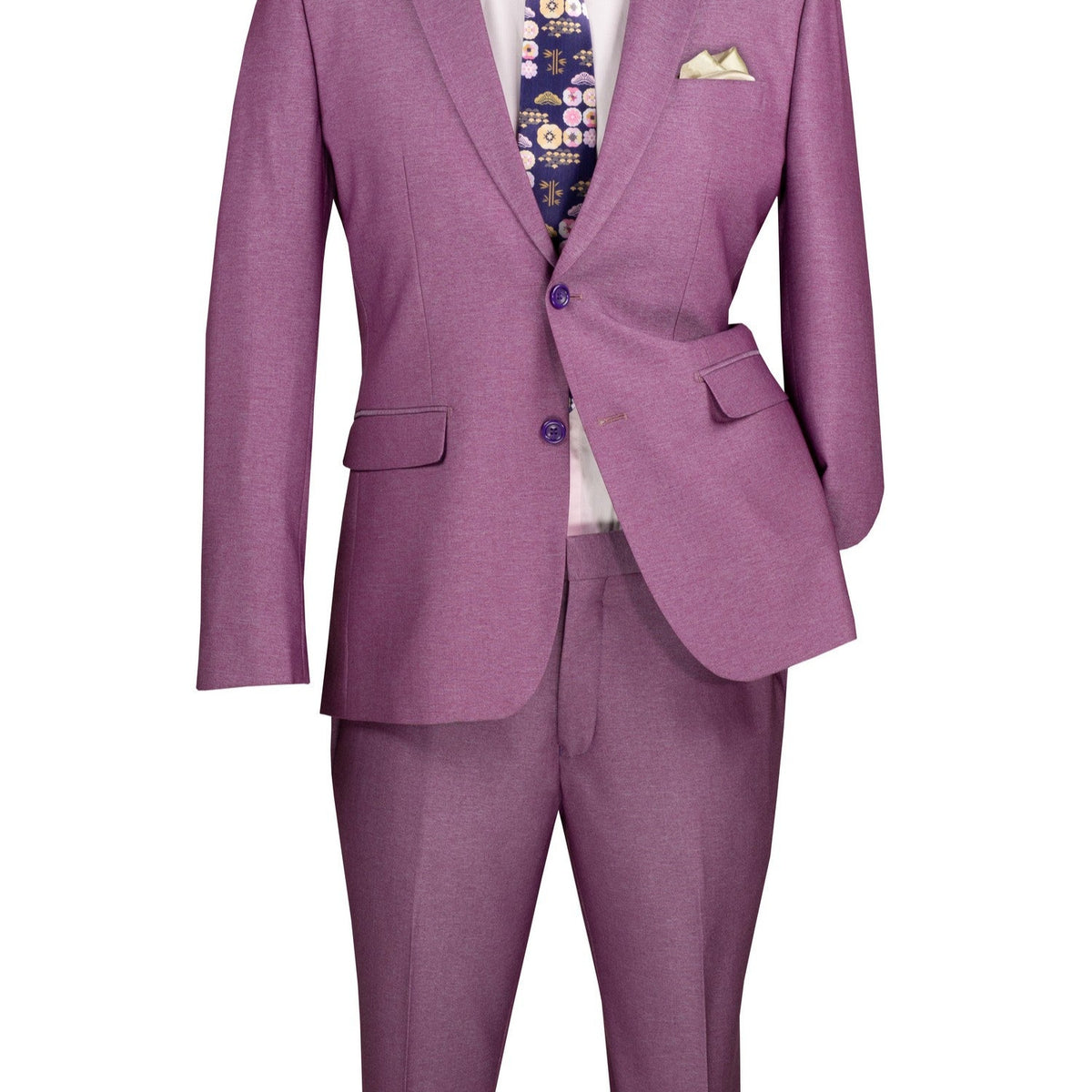 Men’s 2-Piece Slim Fit Stretch Suit - Light purple – Suits & More