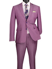 Chicquel Collection: Light Purple 2 Piece Solid Color Single Breasted Slim Fit Suit