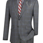 Moderno Collection: Charcoal 2 Piece Glen Plaid Single Breasted Slim Fit Suit