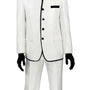 FabricFantasy Collection: White 2 Piece Banded Collar Sharkskin Single Breasted Slim Fit Suit
