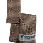brown plaid geometric tie and pocket square set by Stacy Adams