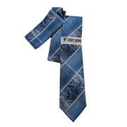 Blue Paisley Patchwork Tie & Pocket Square Set by Stacy Adams