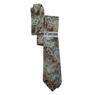 aquamarine taupe floral paisley tie and pocket square set by Stacy Adams