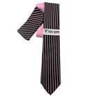 Stacy Adams men's black and pink pinstripe tie and pocket square set
