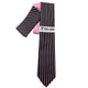 Stacy Adams Men's Pinstripe Tie & Pocket Square Set - Black & Pink