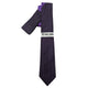 Stacy Adams Men's Pinstripe Tie & Pocket Square Set - Black & Purple