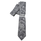 Stacy Adams black and white paisley tie and pocket square set