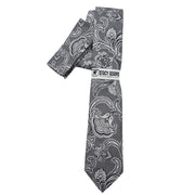 Black White Paisley Tie & Pocket Square Set by Stacy Adams