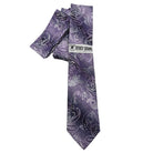 Stacy Adams purple paisley tie and pocket square set