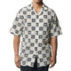 Stacy Adams Black & Ivory Crochet Woven Short Sleeve Open Collar Shirt