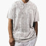 Chic Chelli Shirt Collection: White Diamond Pattern Three-Button Polo