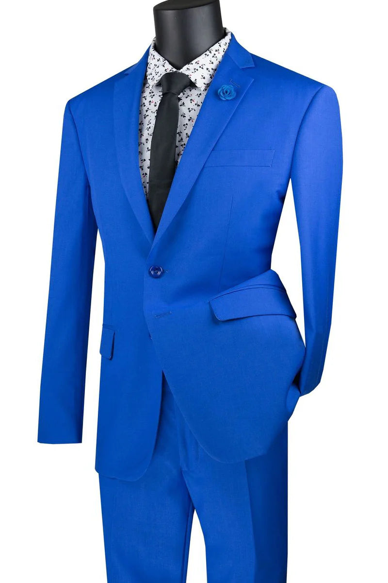 Suit Mens Two Button Notch Slim Fit 2 Piece Suit All Colors