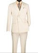 Shapley Collection: Bone White 2-Piece Slim Fit Double Breasted Suit in Luxurious Stretch Fabric