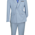 Shapley Collection: Ice Blue 2-Piece Slim Fit Double Breasted Suit in Luxurious Stretch Fabric