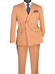 Shapley Collection: Peach 2-Piece Slim Fit Double Breasted Suit in Luxurious Stretch Fabric