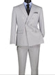 Shapley Collection: Silver 2-Piece Slim Fit Double Breasted Suit in Luxurious Stretch Fabric