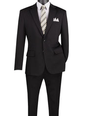 Roche Collection: Black 2-Piece Solid Single-Breasted Super Stretch Slim Fit Suit