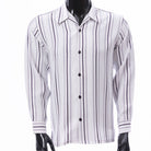 Grape and white vertical stripe button down shirt long sleeve men