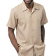 Montique Beige Solid Short Sleeve Shirt