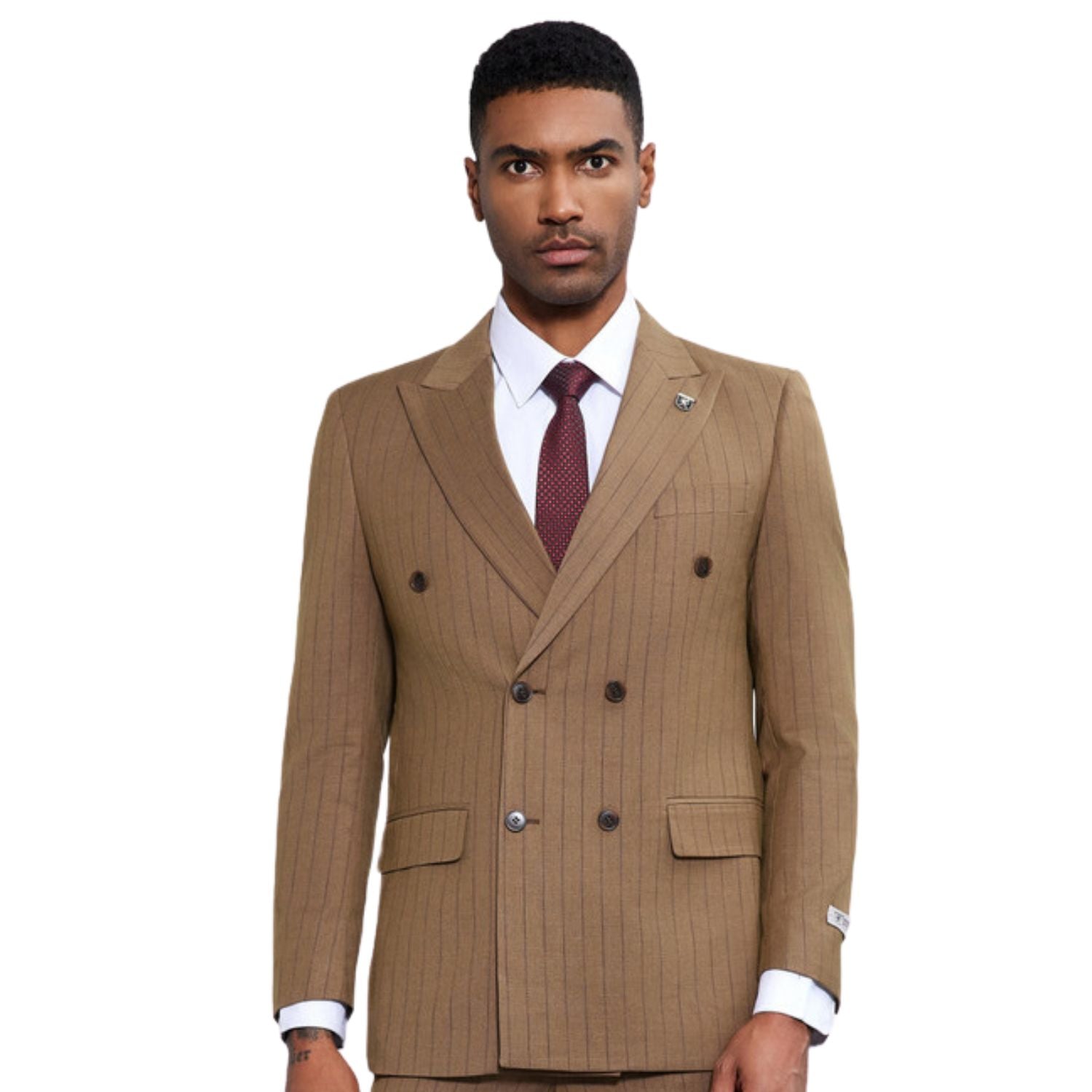 Brown Pinstripe 3-Piece Hybrid Fit Suit | Stacy Adams – Suits & More