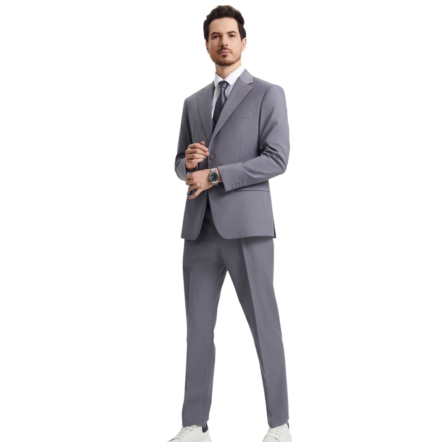 Men's Grey 3-Piece Hybrid Fit Suit – Suits & More