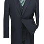 Zeus Zenith Collection: Navy 3 Piece Tone-on-Tone Pinstriped Single Breasted Regular Fit Suit